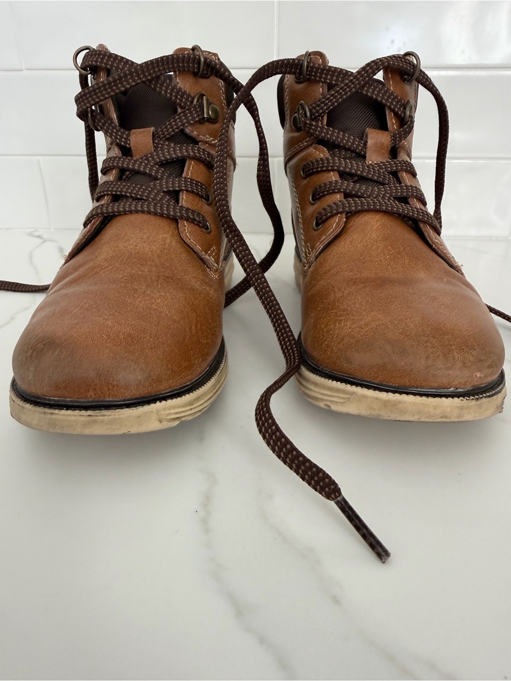 Crown Vintage James Kids Brown Lace-Up Ankle Boots Size 13 - Picture 3 of 9